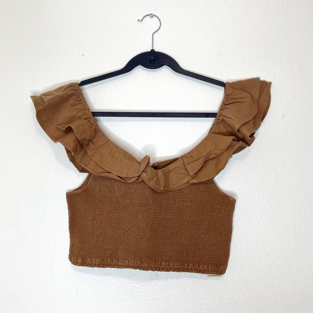 Anthropologie Maeve smocked ruffle crop top